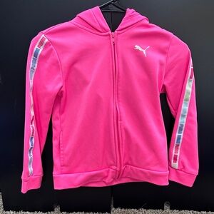 Puma Kids Bright Pink Hoodie with Stripe Detail
